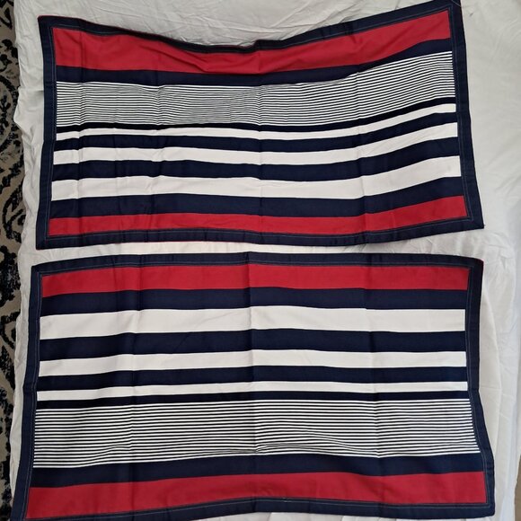 IZOD Red Blue White Varisty Stripe Sham's King Size - Picture 1 of 5